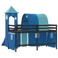 Lit mezzanine enfants avec tour bleu 80x200cm bois pin massif