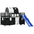 Lit mezzanine enfants et tunnel blanc/noir 90x190 cm pin massif