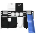 Lit mezzanine enfants et tunnel blanc/noir 90x190 cm pin massif