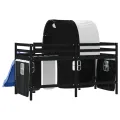 Lit mezzanine enfants et tunnel blanc/noir 90x190 cm pin massif
