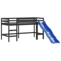 Lit mezzanine enfants et tunnel blanc/noir 90x190 cm pin massif