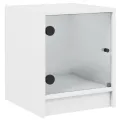 Table de chevet avec porte en verre blanc 35x37x42 cm