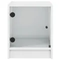 Table de chevet avec porte en verre blanc 35x37x42 cm