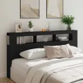 Tête de lit à LED noir 200x18,5x103,5 cm bois d'ingénierie