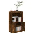 Armoire latérale avec lumières LED chêne fumé bois d'ingénierie