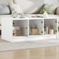 Table basse avec portes en verre blanc 102x50x42 cm