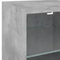 Meubles TV muraux et lumières LED 2pcs gris béton 30x28,5x30 cm