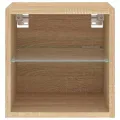 Meuble TV mural avec lumières LED chêne sonoma 30x28,5x30 cm