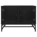 Table basse avec portes en verre noir 68,5x50x50 cm