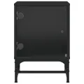 Tables de chevet avec portes en verre 2 pcs noir 35x37x50 cm