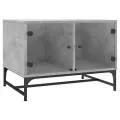 Table basse avec portes en verre gris béton 68,5x50x50 cm