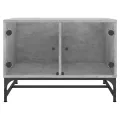 Table basse avec portes en verre gris béton 68,5x50x50 cm