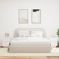 Armoires de chevet et lumières LED 2pcs blanc bois d'ingénierie