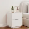 Armoires de chevet et lumières LED 2pcs blanc bois d'ingénierie