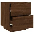 Armoires de chevet et lumières LED 2 pcs chêne marron