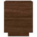 Armoires de chevet et lumières LED 2 pcs chêne marron