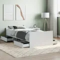 Cadre de lit avec tête de lit/pied de lit blanc 90x190 cm