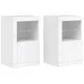 Armoires latérales éclairage LED 2 pcs blanc bois d'ingénierie