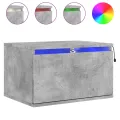 Table de chevet murale avec lumières LED gris béton