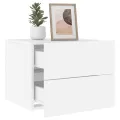 Tables de chevet murales avec lumières LED 2 pcs blanc