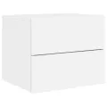 Tables de chevet murales avec lumières LED 2 pcs blanc