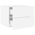 Tables de chevet murales avec lumières LED 2 pcs blanc