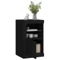 Armoires latérales et lumières LED 2 pcs noir bois d'ingénierie
