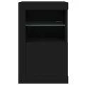 Armoires latérales et lumières LED 2 pcs noir bois d'ingénierie