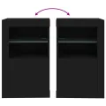Armoires latérales et lumières LED 2 pcs noir bois d'ingénierie