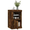 Armoire latérale avec lumières LED chêne fumé bois d'ingénierie