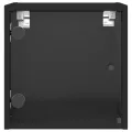 Table de chevet avec porte en verre noir 35x37x35 cm