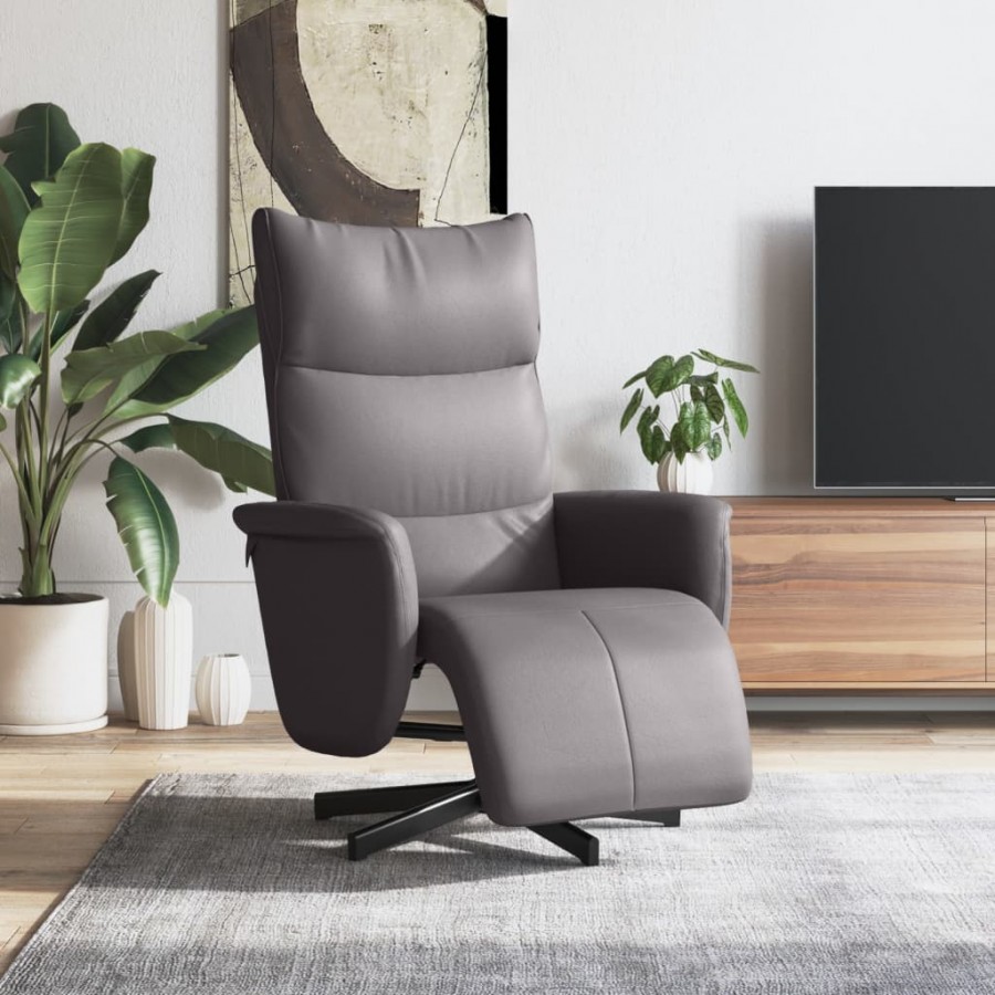 Fauteuil inclinable avec repose-pieds gris similicuir