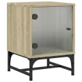 Tables de chevet et portes vitrées 2pcs chêne sonoma 35x37x50cm