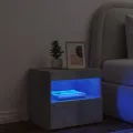 Table de chevet avec lumières LED gris béton 50x40x45 cm
