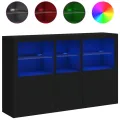Buffet avec lumières LED noir 162x37x100 cm