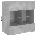 Meuble TV mural avec lumières LED gris béton 58,5x30x60,5 cm