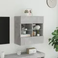 Meuble TV mural avec lumières LED gris béton 58,5x30x60,5 cm