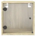 Table de chevet avec porte en verre chêne sonoma 35x37x35 cm