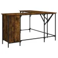 Bureau chêne fumé 141x141x75 cm bois d'ingénierie