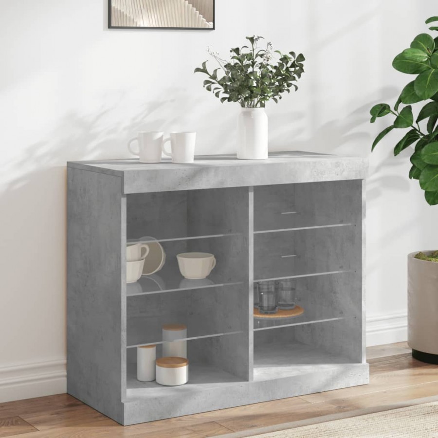 Buffet avec lumières LED gris béton 81x37x67 cm