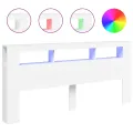 Tête de lit à LED blanc 220x18,5x103,5 cm bois d'ingénierie