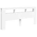 Tête de lit à LED blanc 220x18,5x103,5 cm bois d'ingénierie