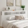 Tête de lit à LED blanc 220x18,5x103,5 cm bois d'ingénierie