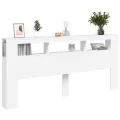 Tête de lit à LED blanc 220x18,5x103,5 cm bois d'ingénierie