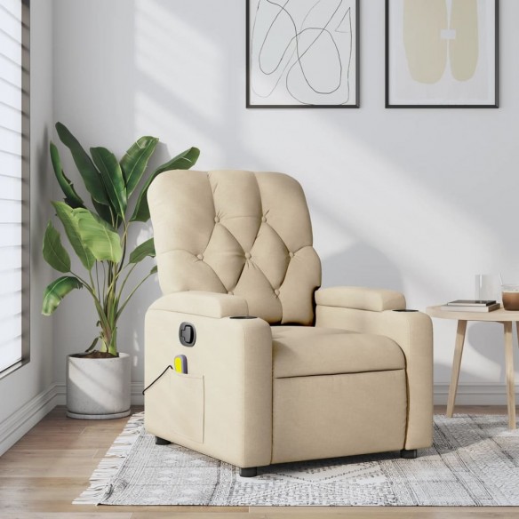 Fauteuil de massage inclinable Crème Tissu