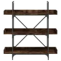 Bibliothèque à 3 niveaux chêne fumé 100x33x108,5 cm