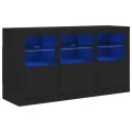 Buffet avec lumières LED noir 123x37x67 cm