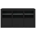 Buffet avec lumières LED noir 123x37x67 cm