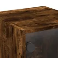Table de chevet avec porte en verre chêne fumé 35x37x35 cm
