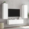 Meubles TV muraux avec lumières LED 2 pcs blanc 80x35x31 cm
